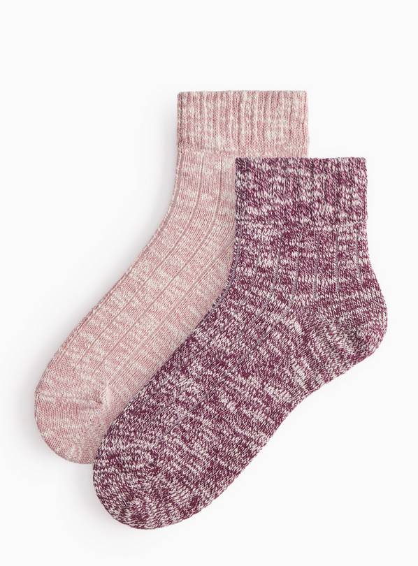 Red & Pink Marle Cropped Boot Socks 2-Pack 6-8